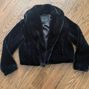 Blank NYC Black Faux Fur Cropped Jacket Medium